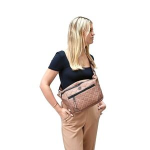 Joan & David Women's Quilted Puffer Sling Bag Lightweight Travel Crossbody Purse